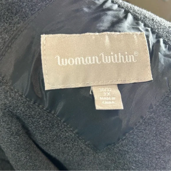 Woman Within Black Floral Removable Liner Rain Jacket - Picture 9 of 9